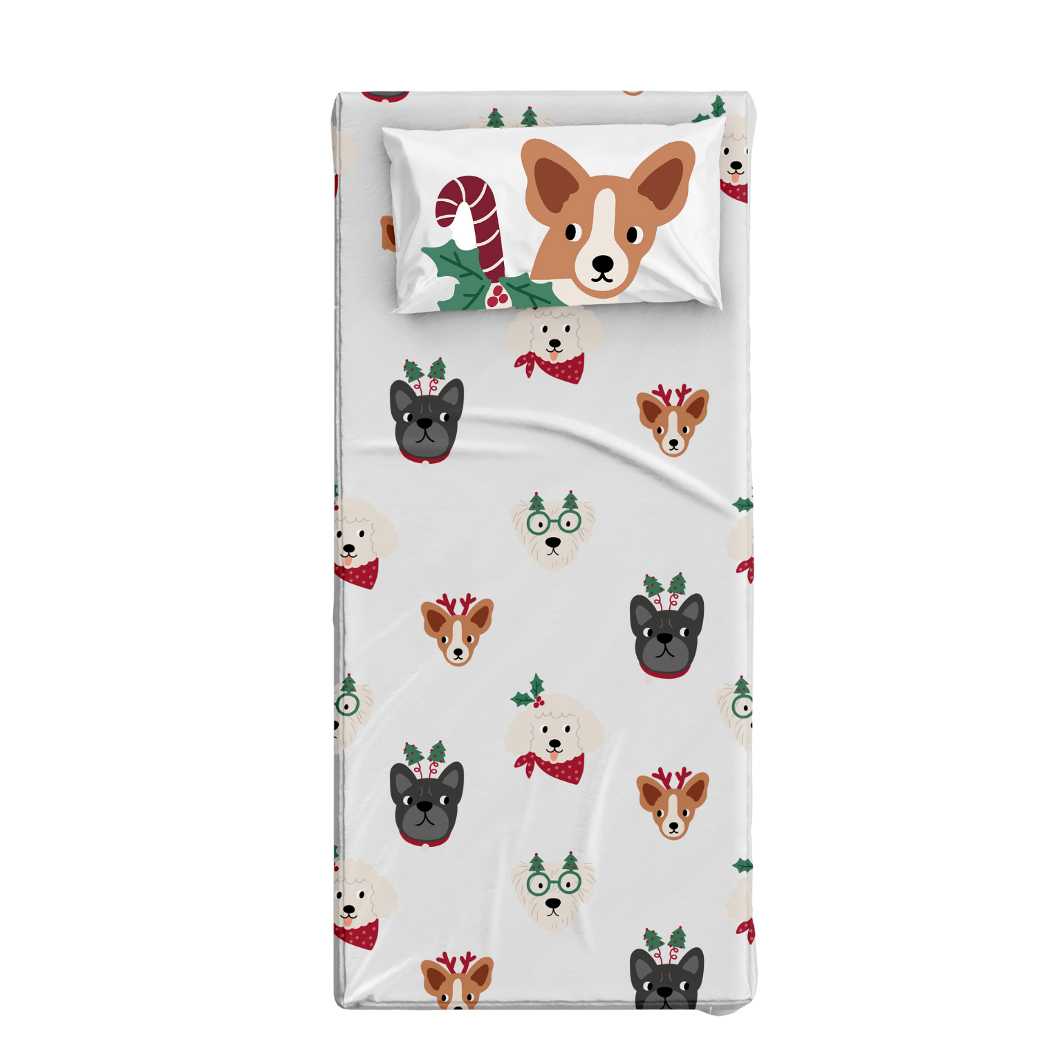 Woofy Dreams Yeni Yıl Tek Kişilik Çarşaf Seti, Çok Renkli, 90x190cm
