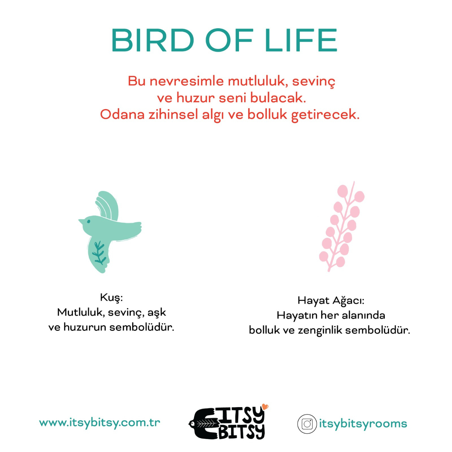 Bird of Life Nevresim Seti, Mint Yeşili, 140x200cm