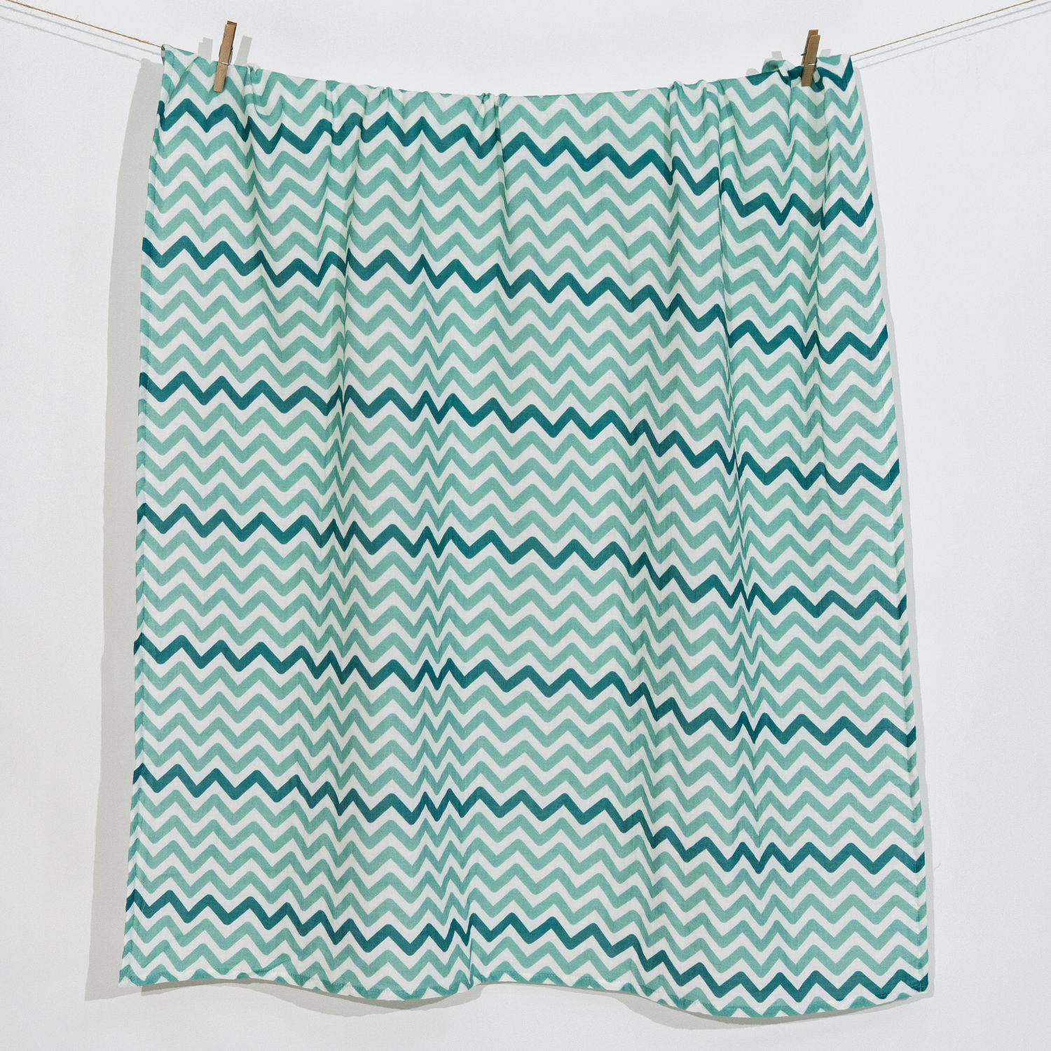 Big Flower Green Zigzag , Müslin Bebek Örtüsü ,100x100 cm