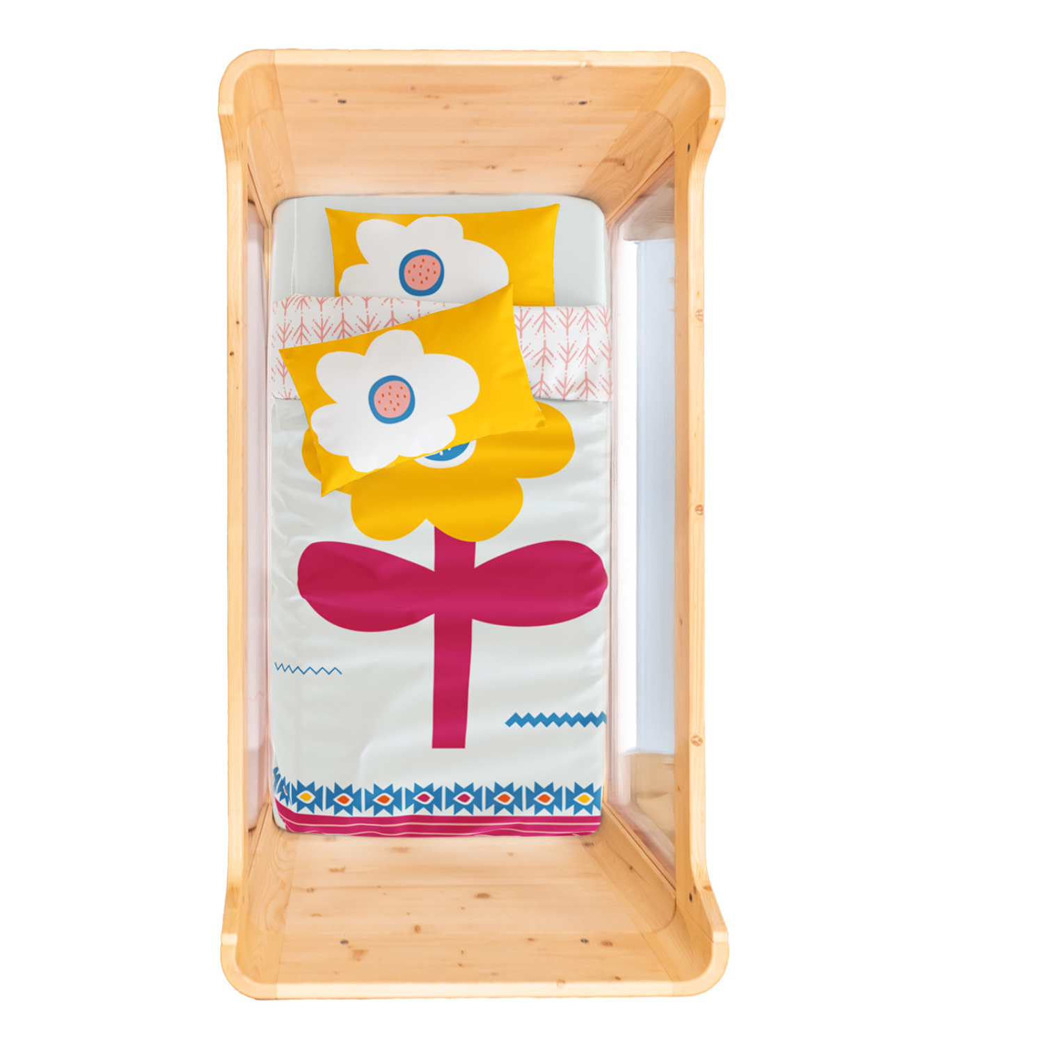 Big Flower Bebek Nevresim Seti, Sarı, 100x150cm