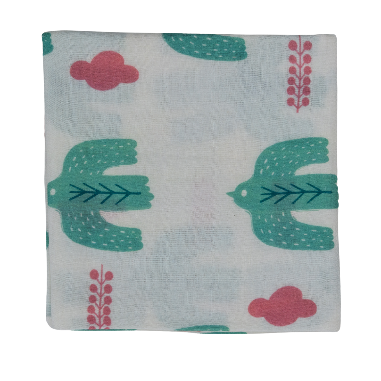 Bird of Life Mint , Müslin Bebek Örtüsü , 100x100 cm