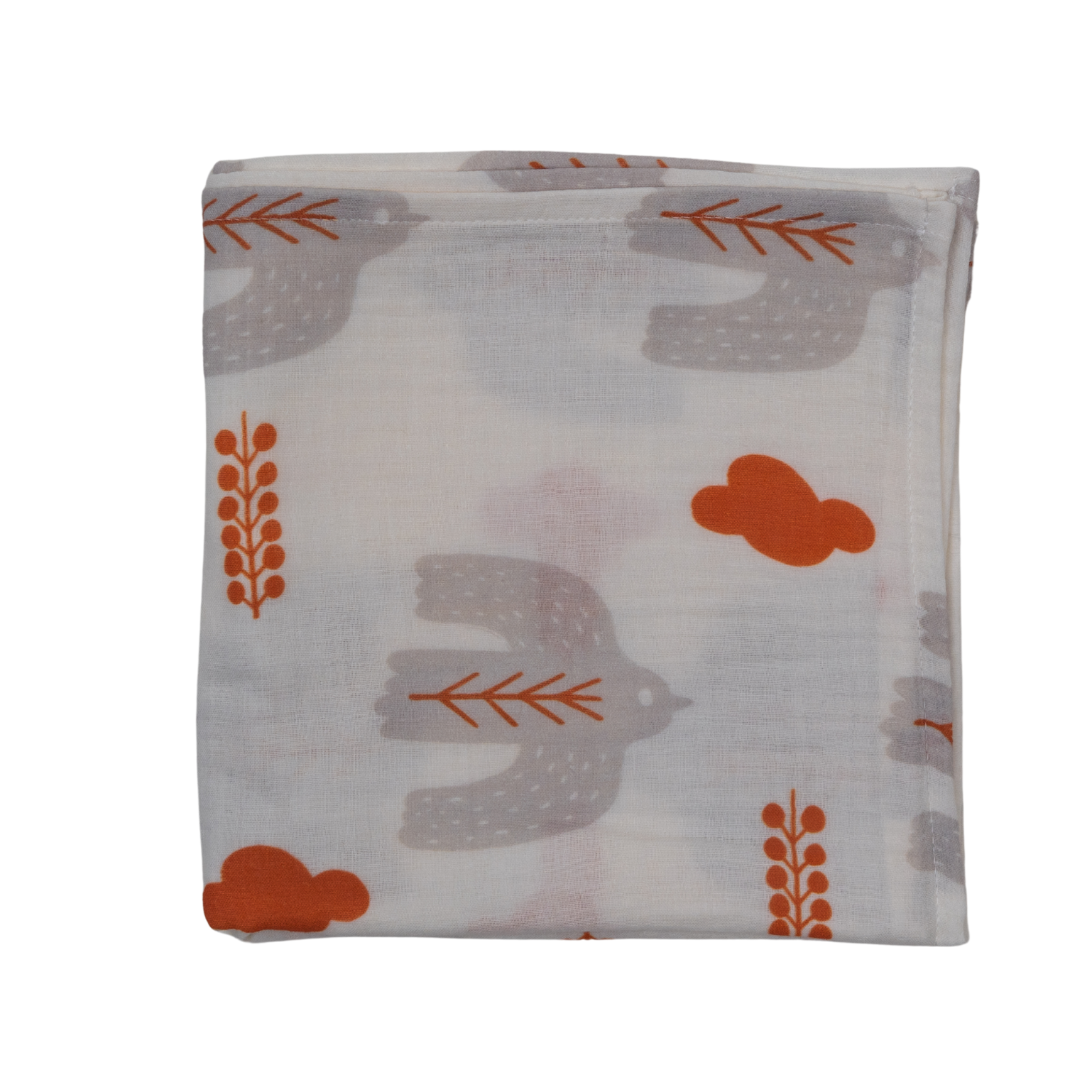 Bird of Life Gri , Müslin Bebek Örtüsü , 100x100 cm