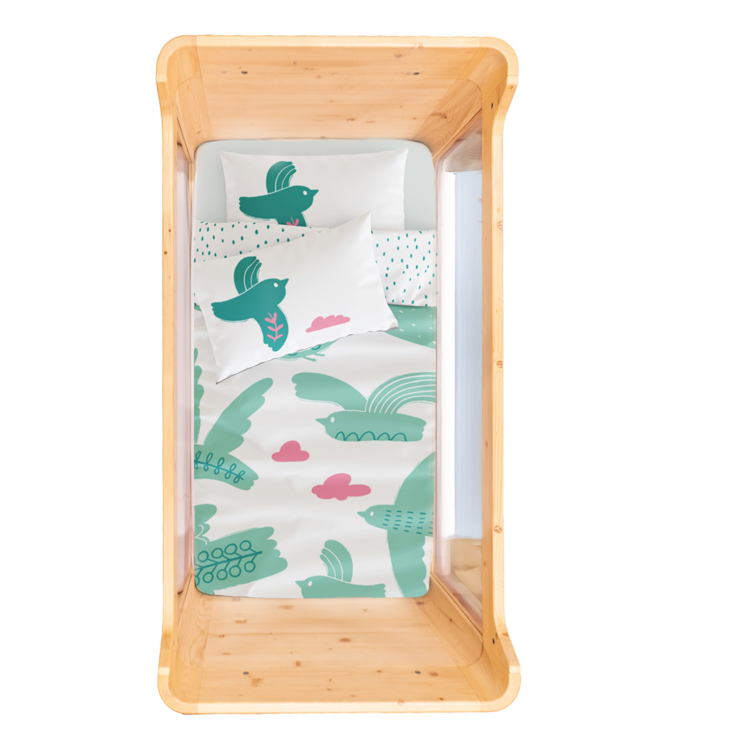 Bird of Life Bebek Nevresim Seti, Mint Yeşili, 100x150cm