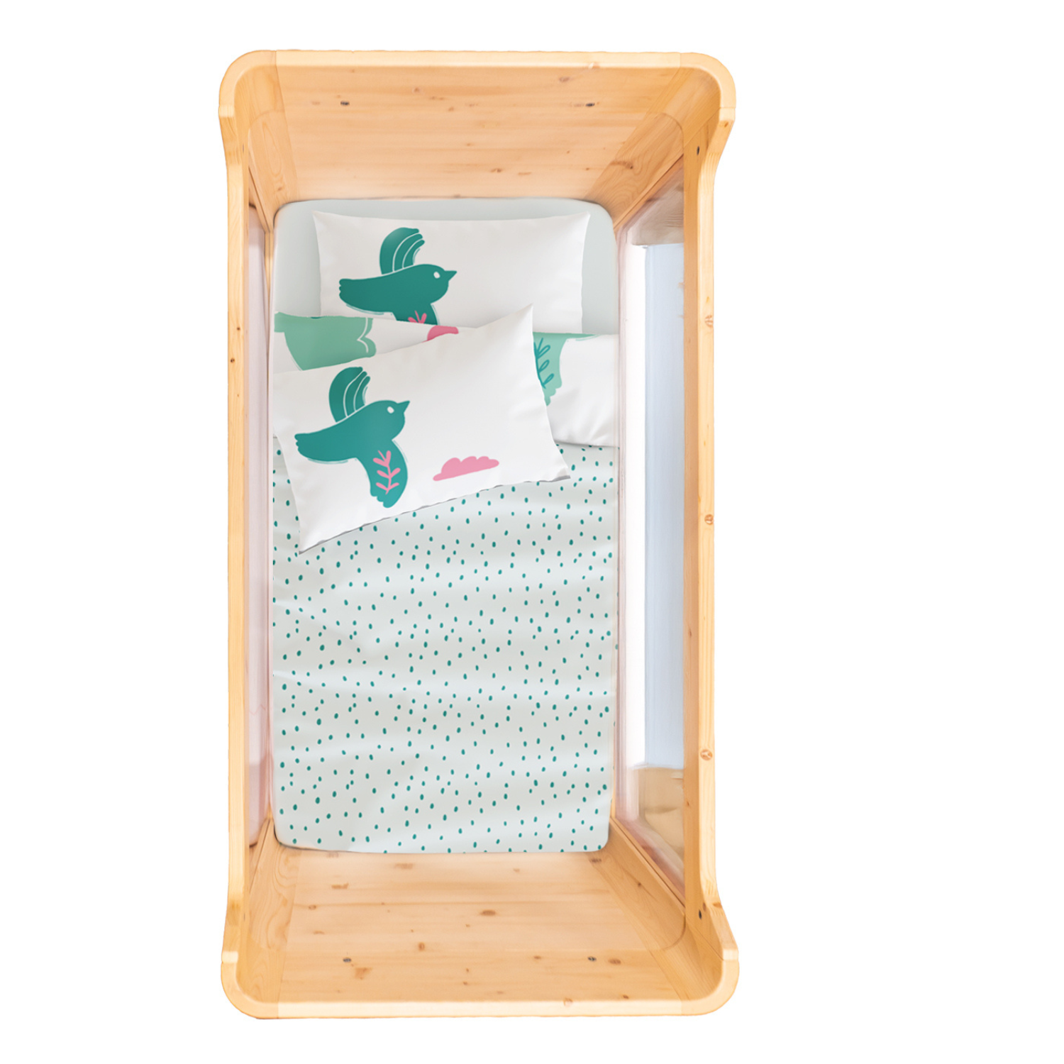 Bird of Life Bebek Nevresim Seti, Mint Yeşili, 100x150cm