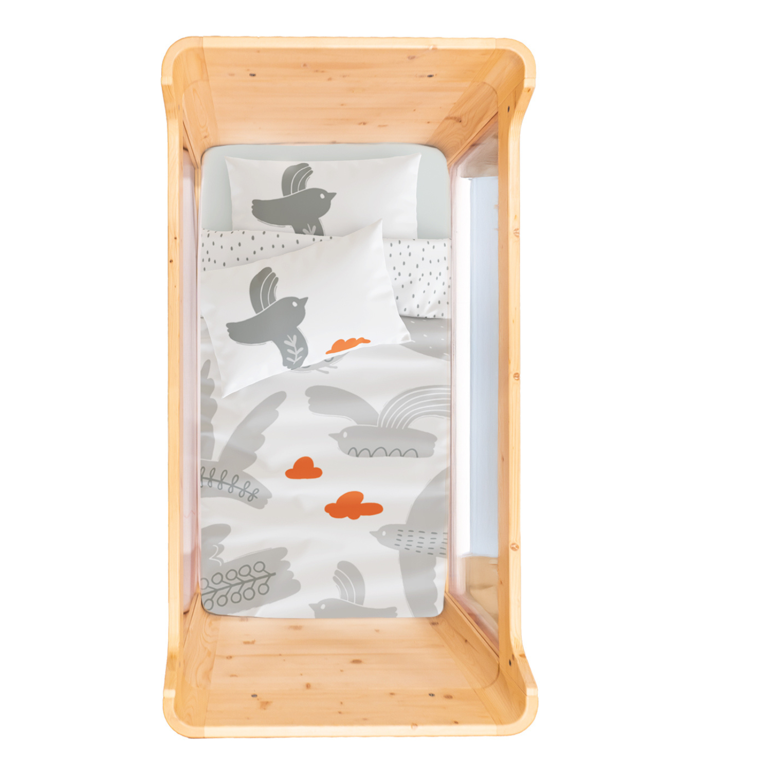 Bird of Life Bebek Nevresim Seti, Gri, 100x150cm