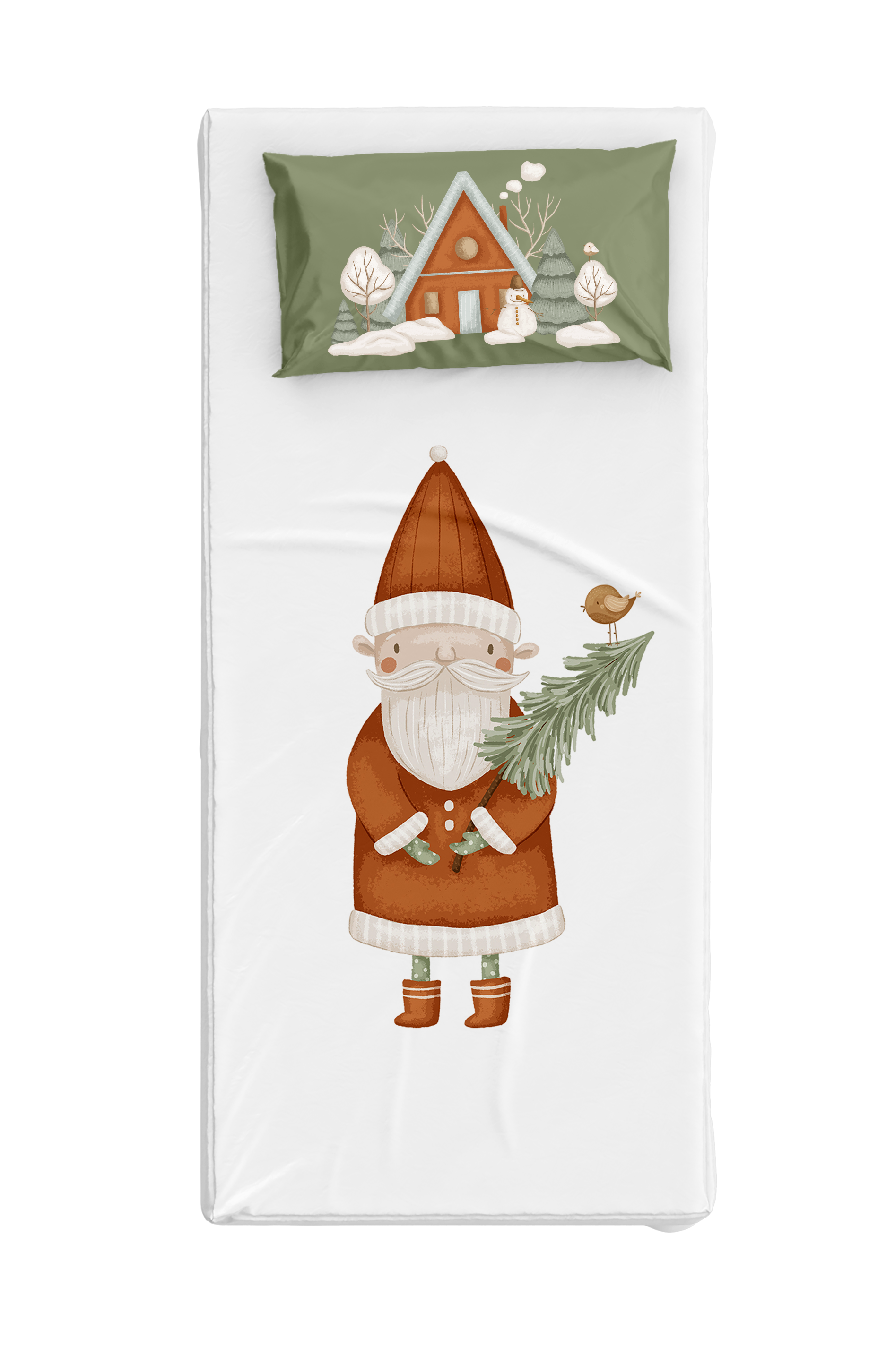 Snowy Yeni Yıl Tek Kişilik Çarşaf Seti, Çok Renkli, 90x190 cm