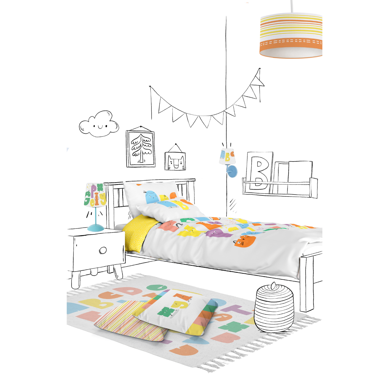 Alphabed Çocuk Halısı, Çok Renkli, 120x160cm