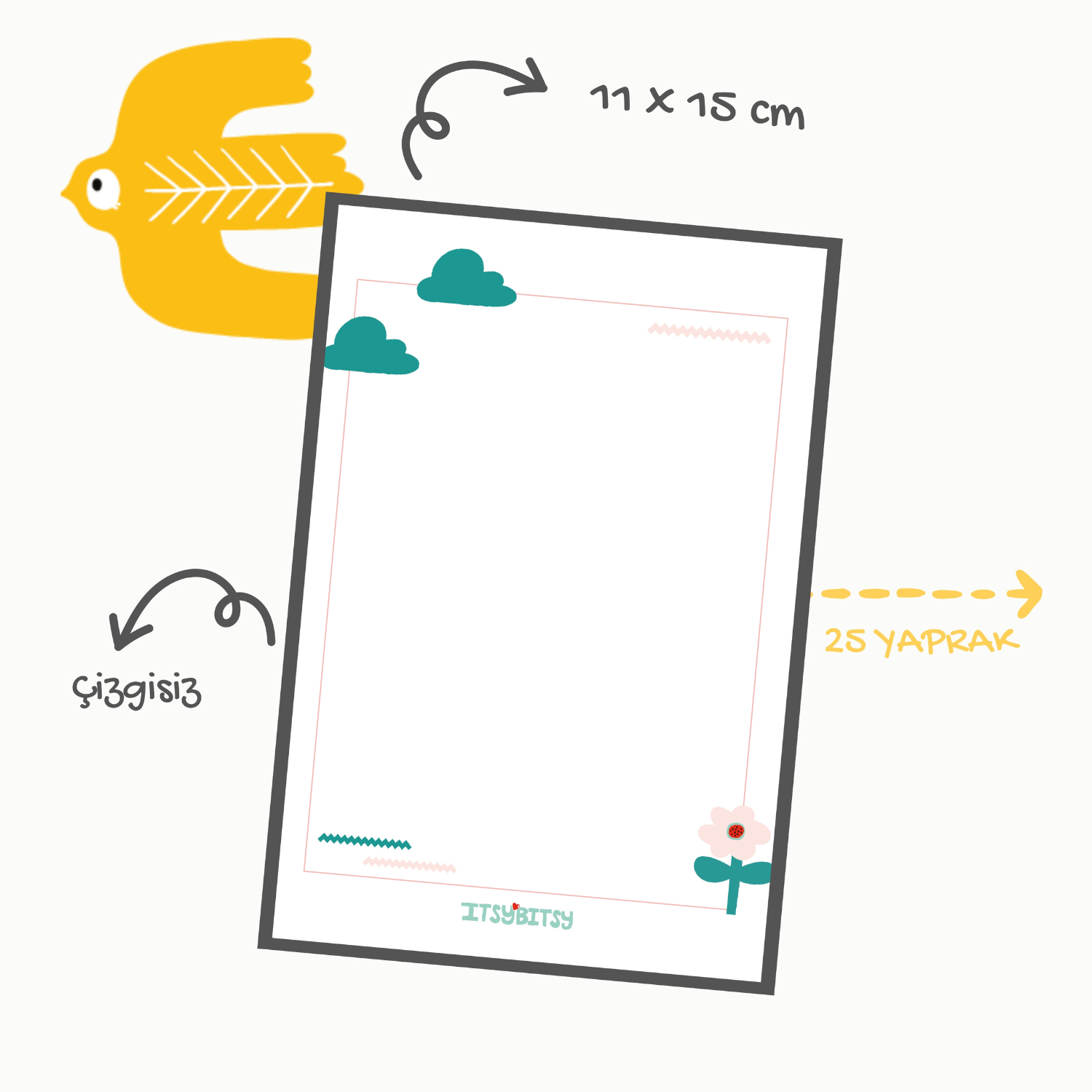 Big Flower Defter ve Notluk Seti , Pembe