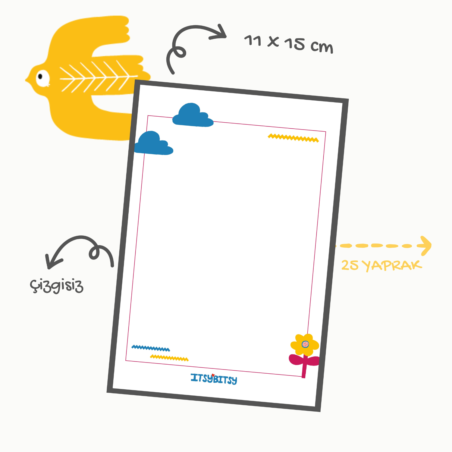 Big Flower Defter ve Notluk Seti , Sarı