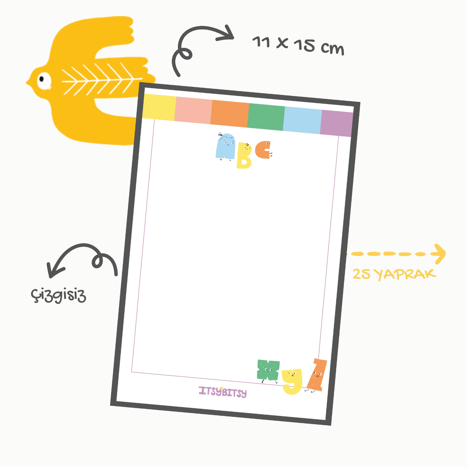 Alphabed Defter ve Notluk Seti , Çok Renkli