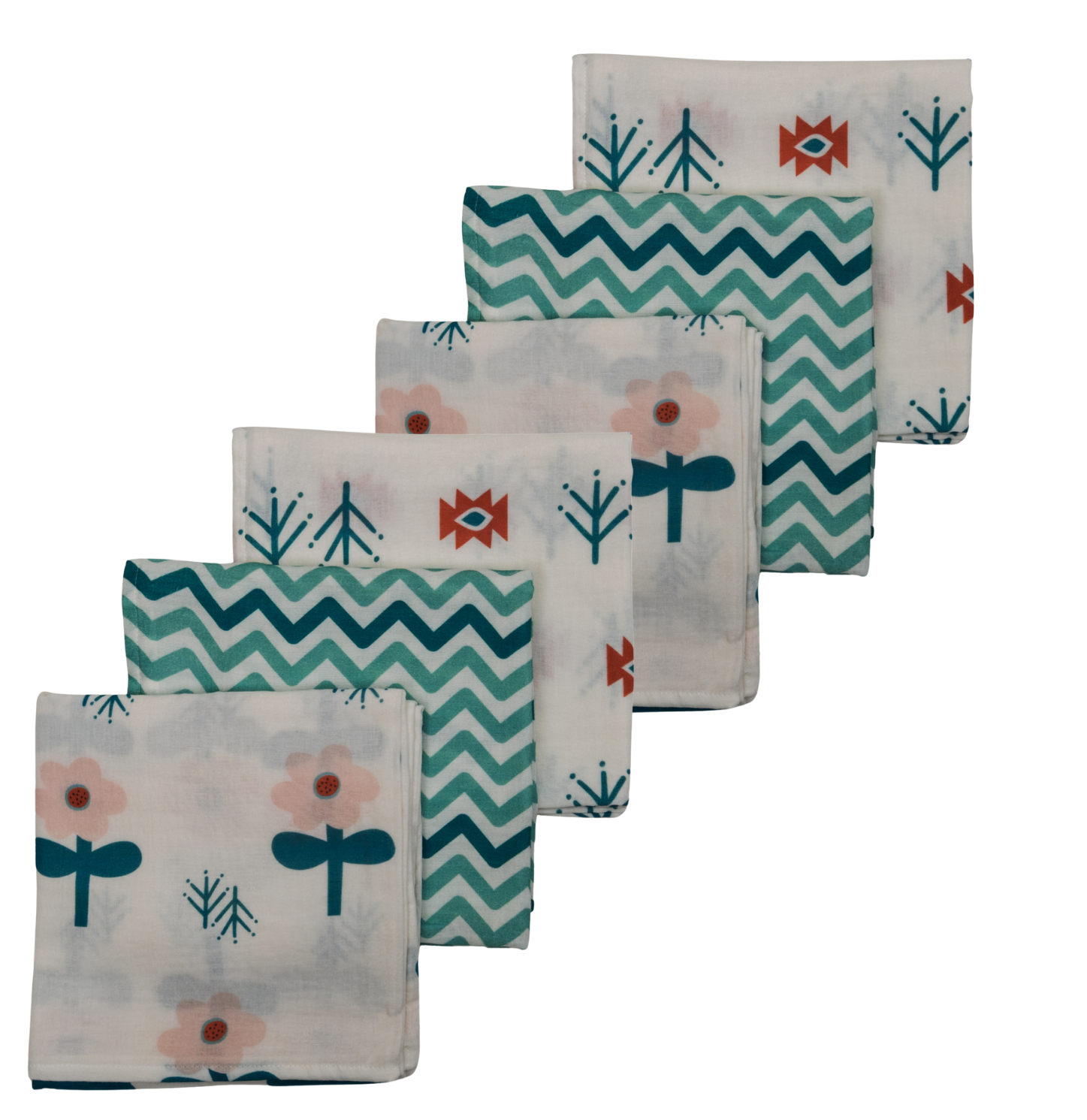 Big Flower, Müslin Ağız Mendili , 40x40 cm 6'lı Set