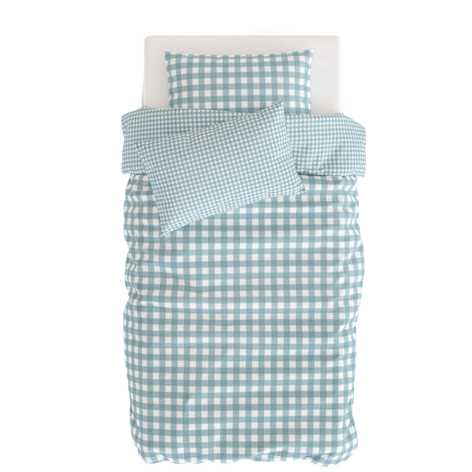 Gingham Mavi Nevresim Seti , Multicolor , 140x200 cm