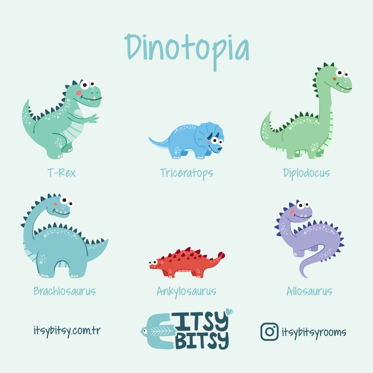 Dinotopia Aplik, Mint Yeşili , 13.5x16cm
