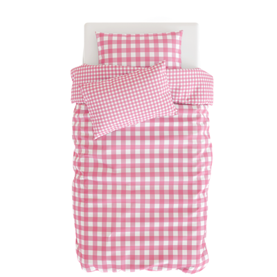 Gingham Pembe Nevresim Seti , Multicolor , 140x200 cm