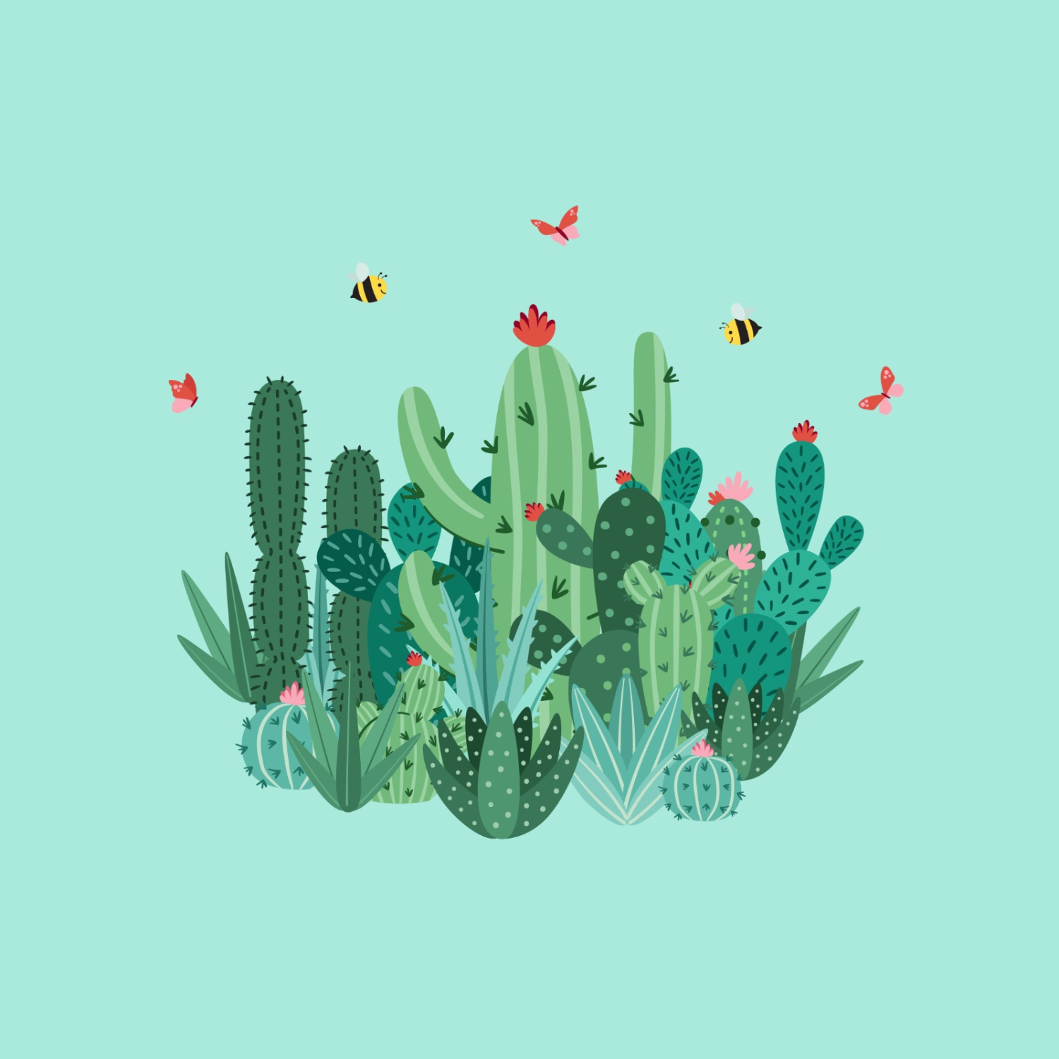 Cactopia Nevresim Seti, Multicolor, 140x200cm