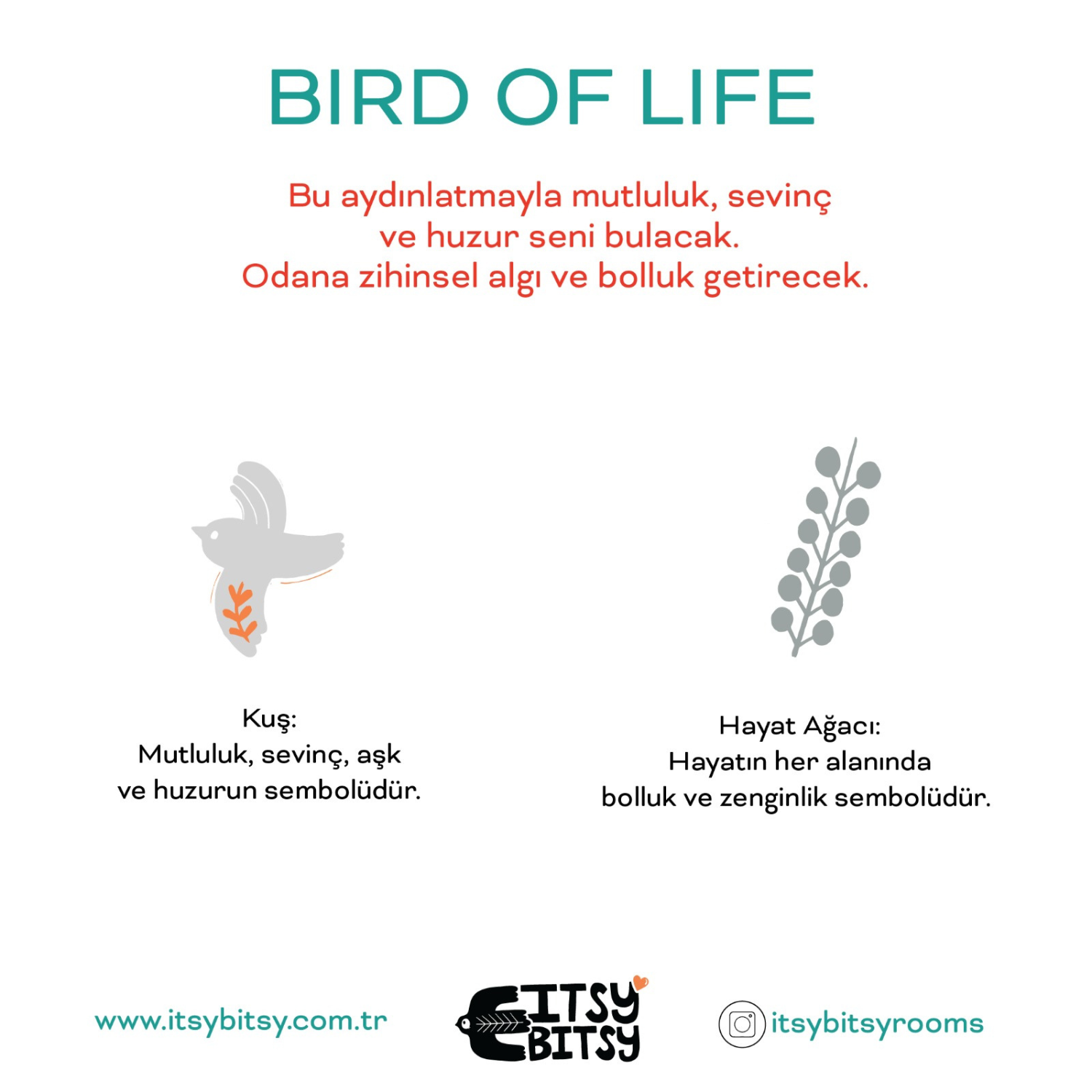 Bird of Life Tavan Aydınlatma, Gri, 40cm