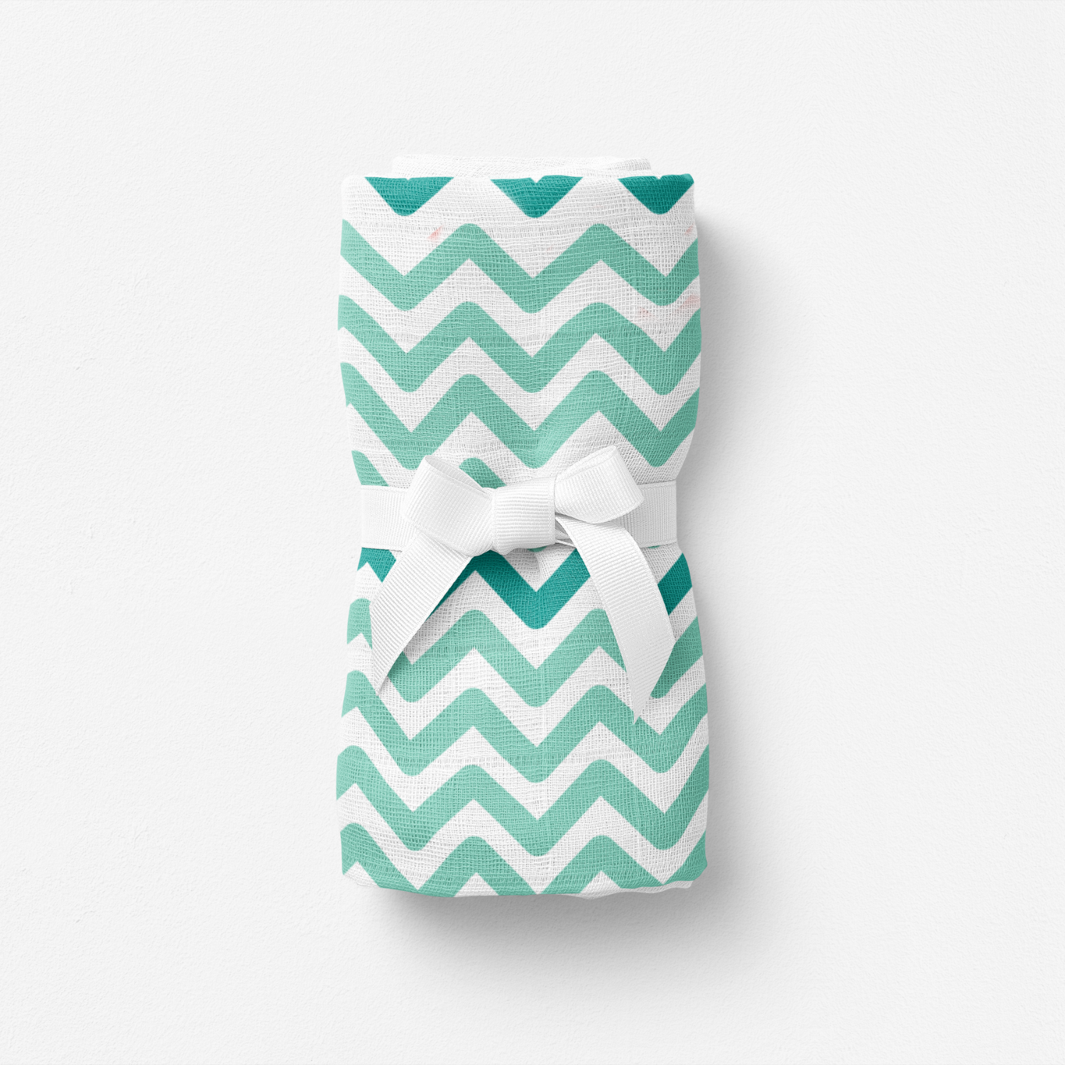 Big Flower Green Zigzag , Müslin Bebek Örtüsü ,70x70 cm