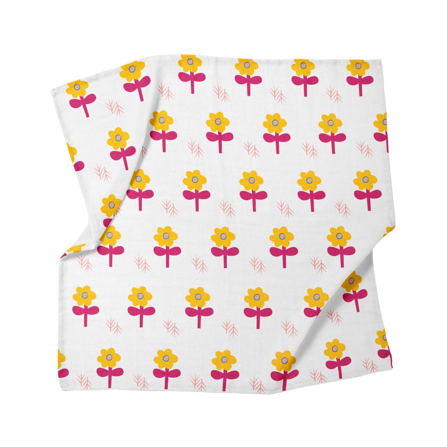 Big Flower Lemon, Müslin Bebek Örtüsü , 100x100 cm