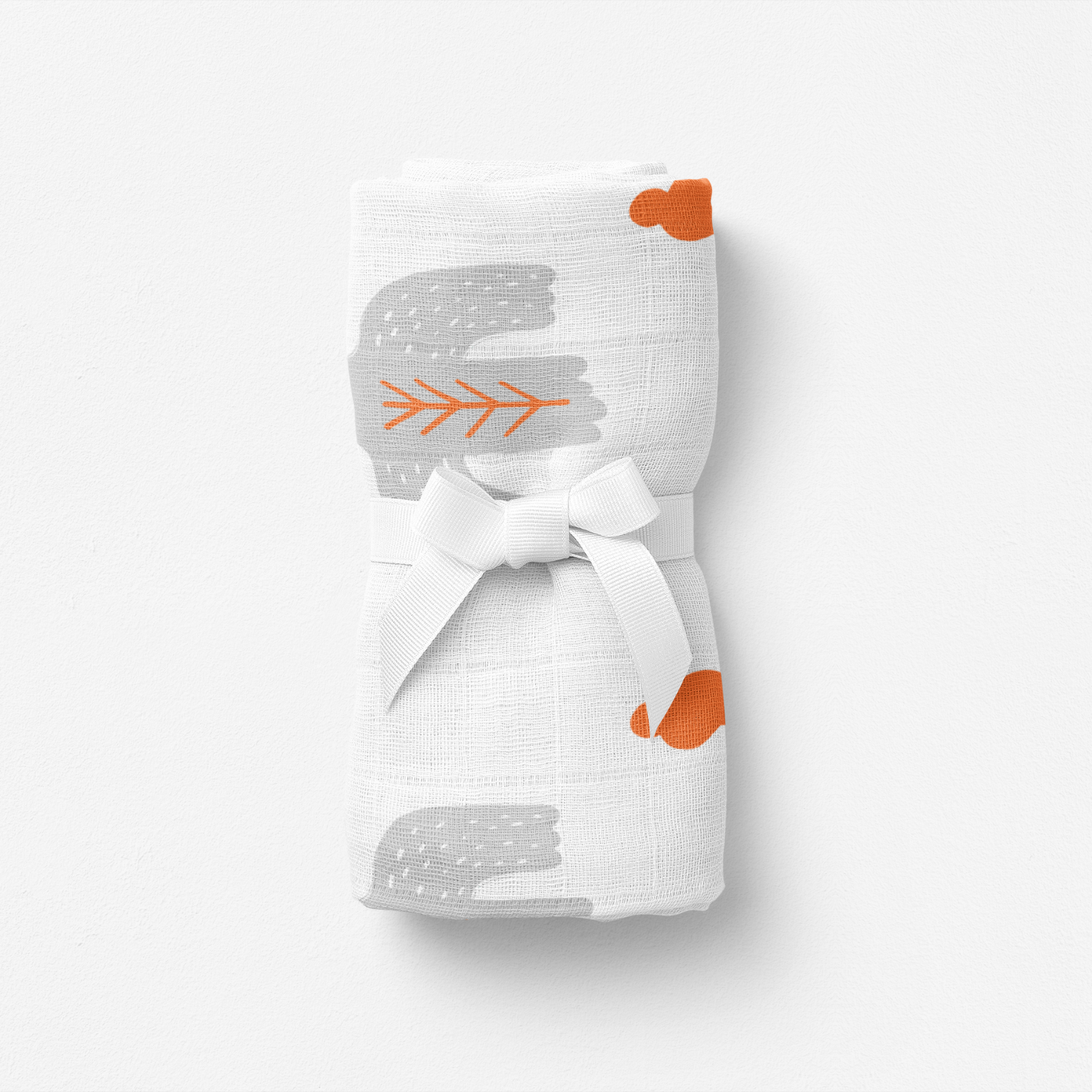 Bird of Life Gri , Müslin Bebek Örtüsü , 70x70 cm