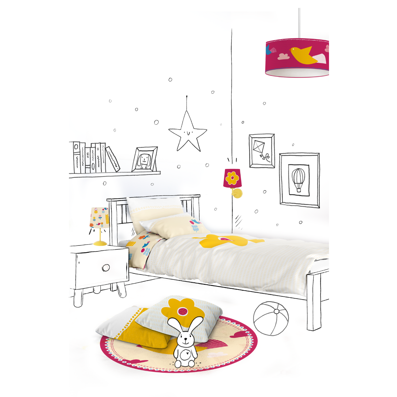 Amulet Bird Çocuk Halısı, Sarı, 120cm