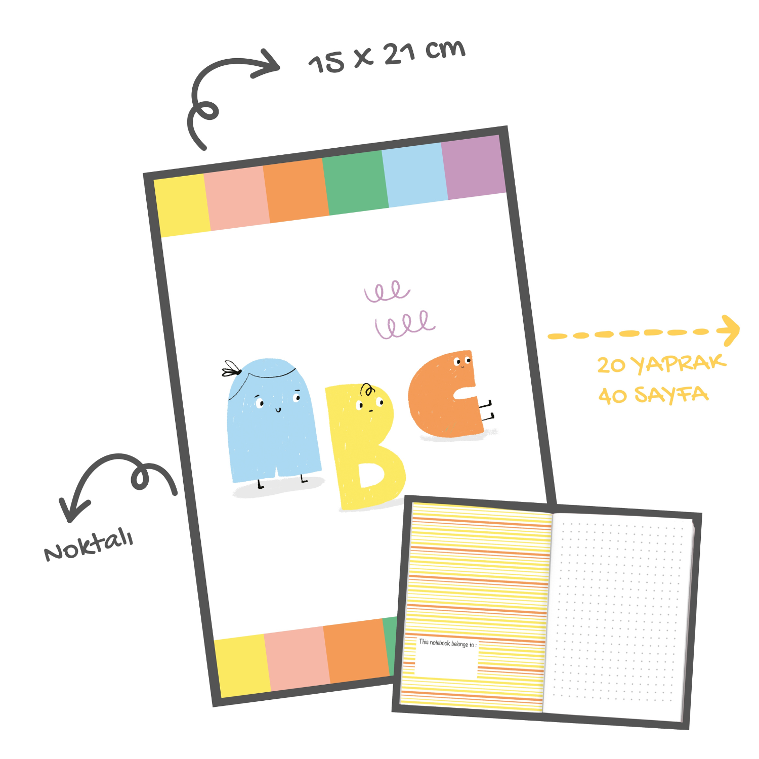 Alphabed Defter ve Notluk Seti , Çok Renkli