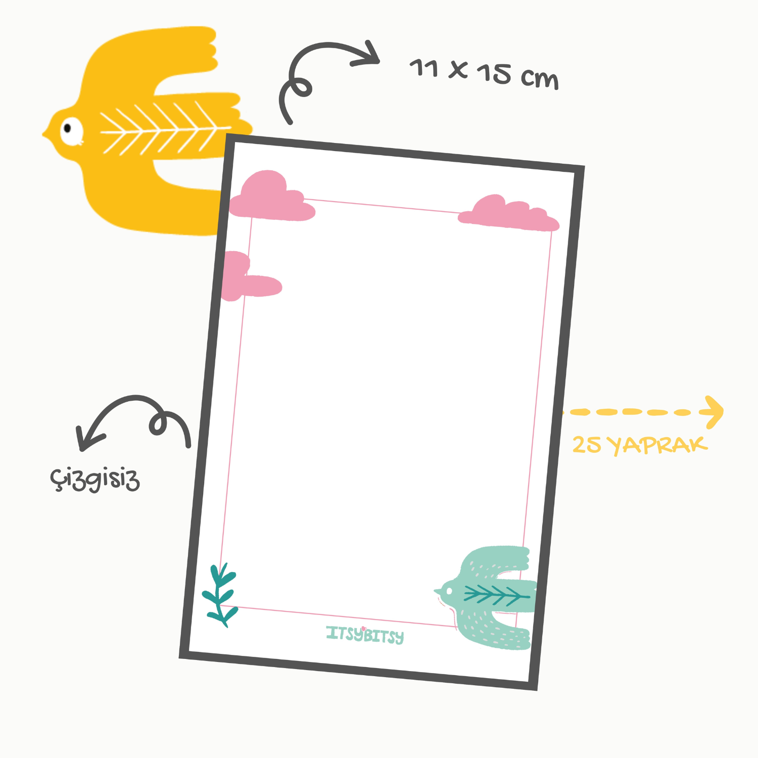 Bird of Life Defter ve Notluk Seti , Mint Yeşili